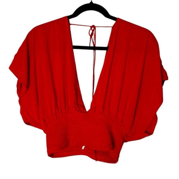 Free People Ava V-Neck Tie Back Top- Size Small - Picture 4 of 14